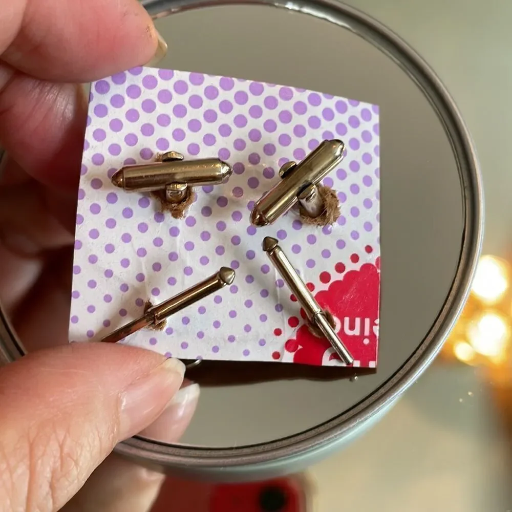 Vintage purple iridescent mother of pearl‎ cuff links & two tuxedo shirt studs